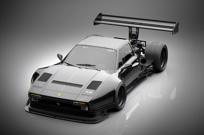 Black Race Car — Gray, Dramatic, 3d Render, Wings