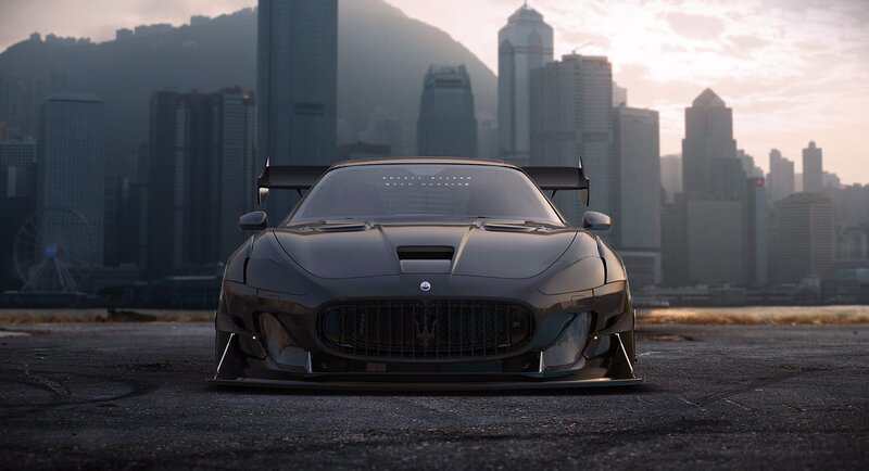 Black Race Car — Gray, Dramatic, Sunset