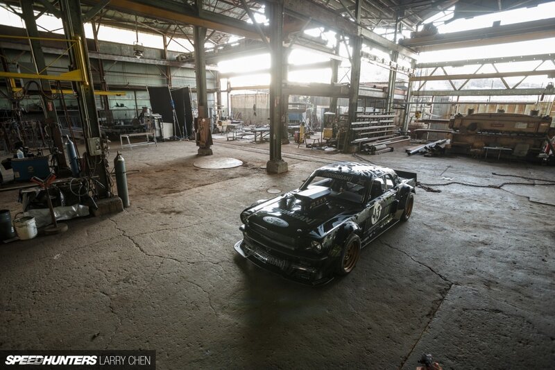 Black Race Car in Garage — Industrial