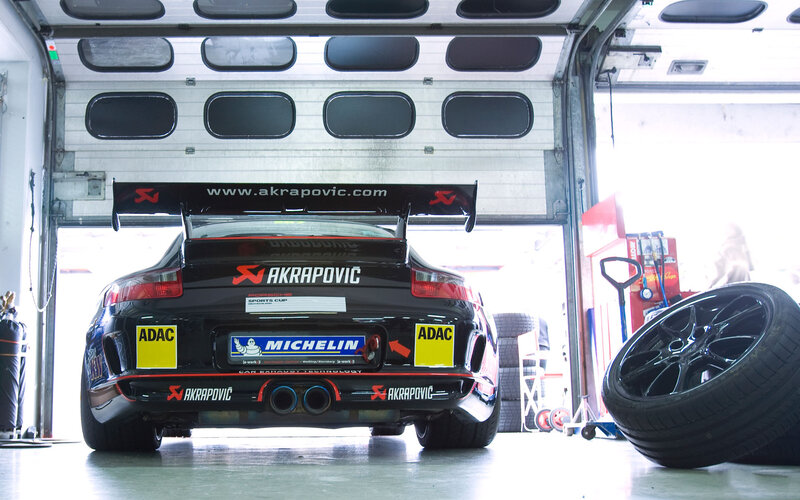 Black Race Car in Garage — Neutral