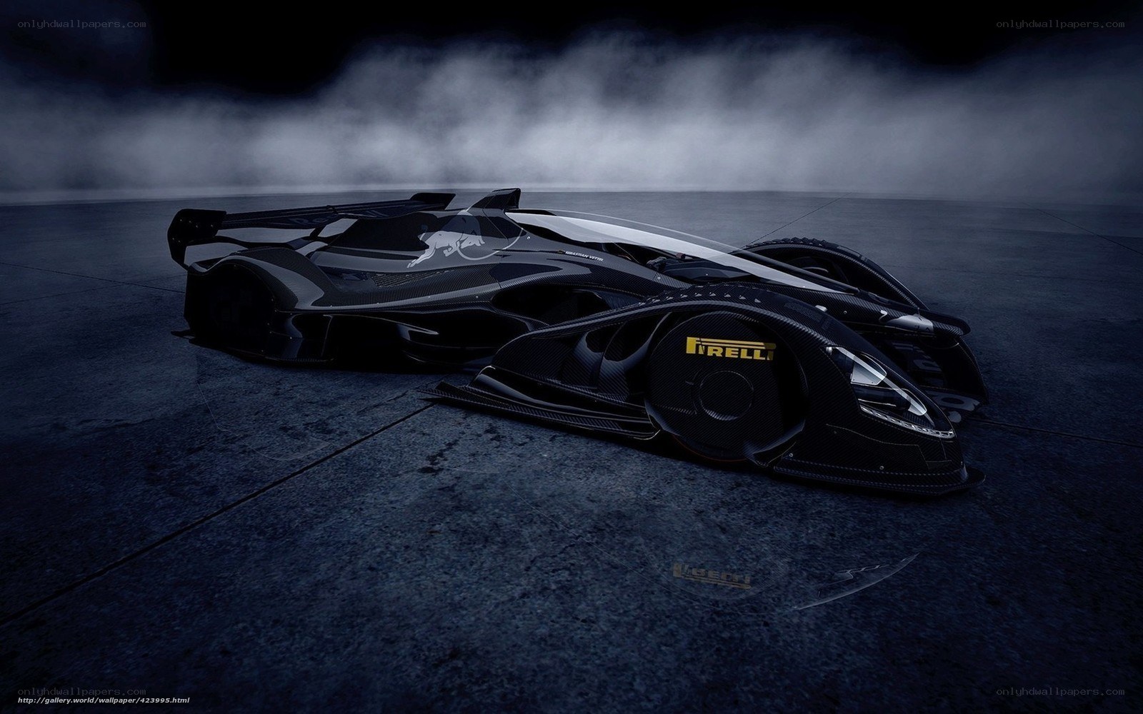 Black race car in smoke