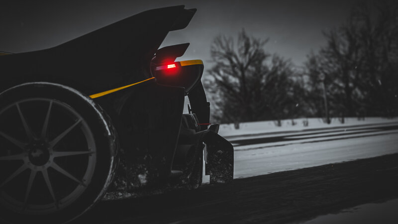 Black Race Car in Snow
