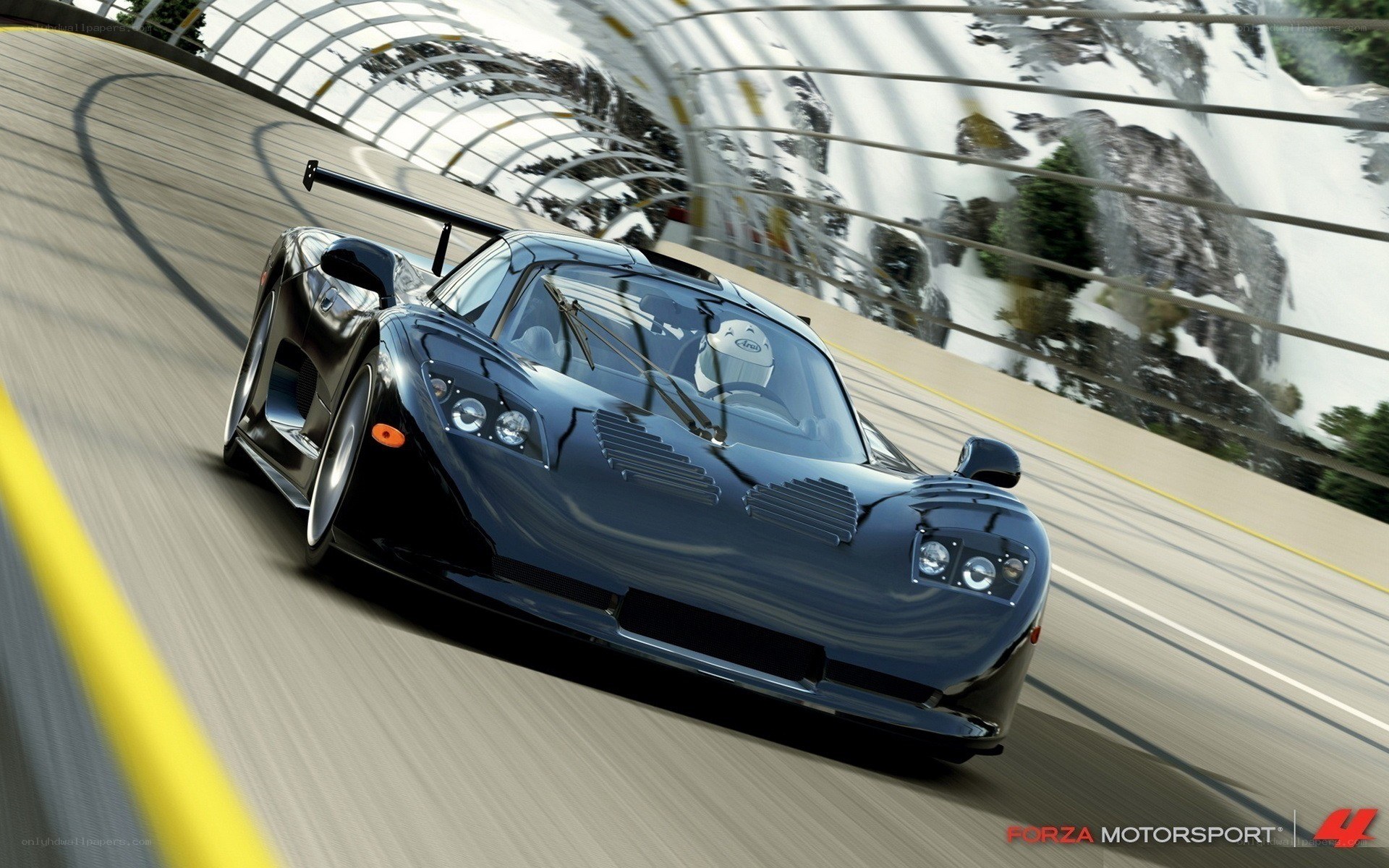 Black race car on a track