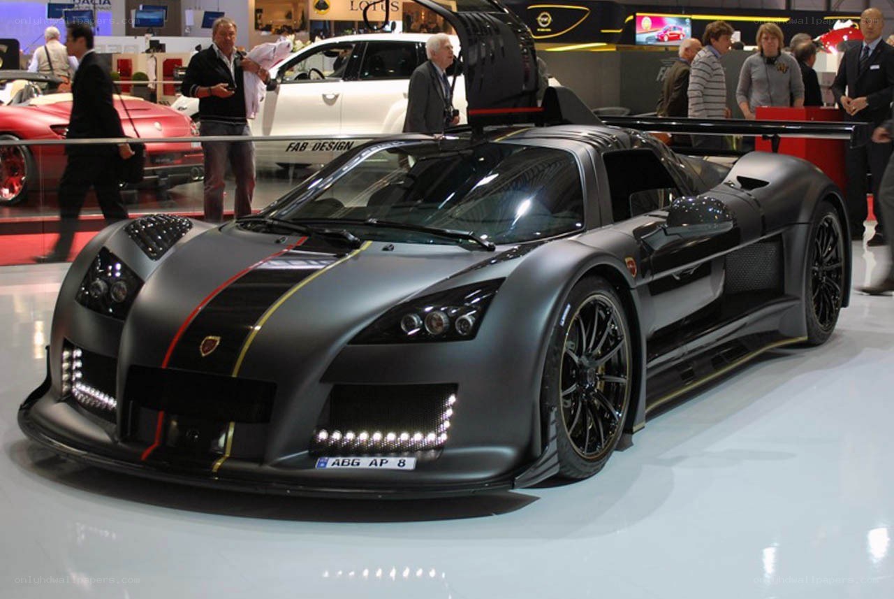 Black race car on display