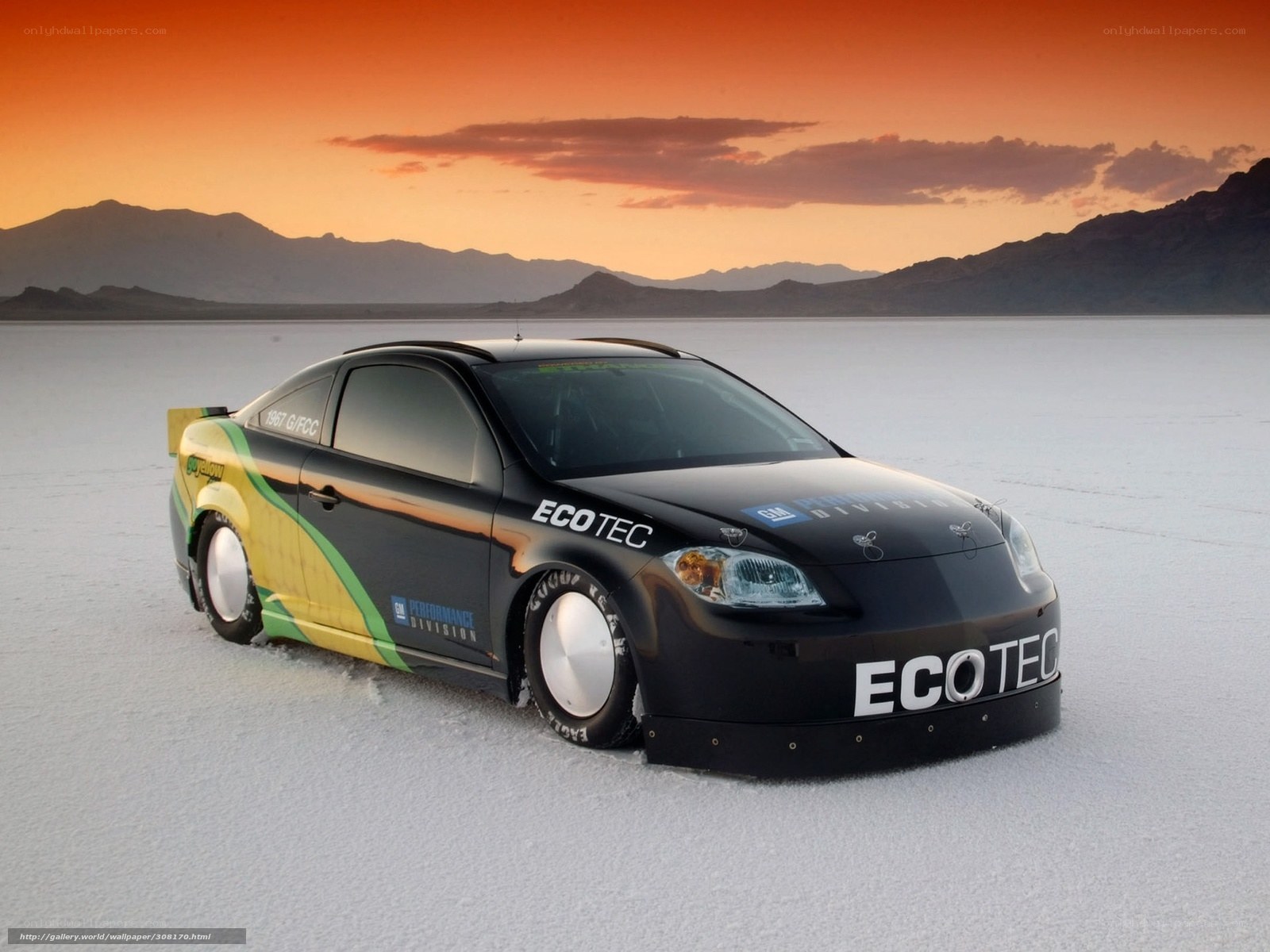 Black race car on salt flat