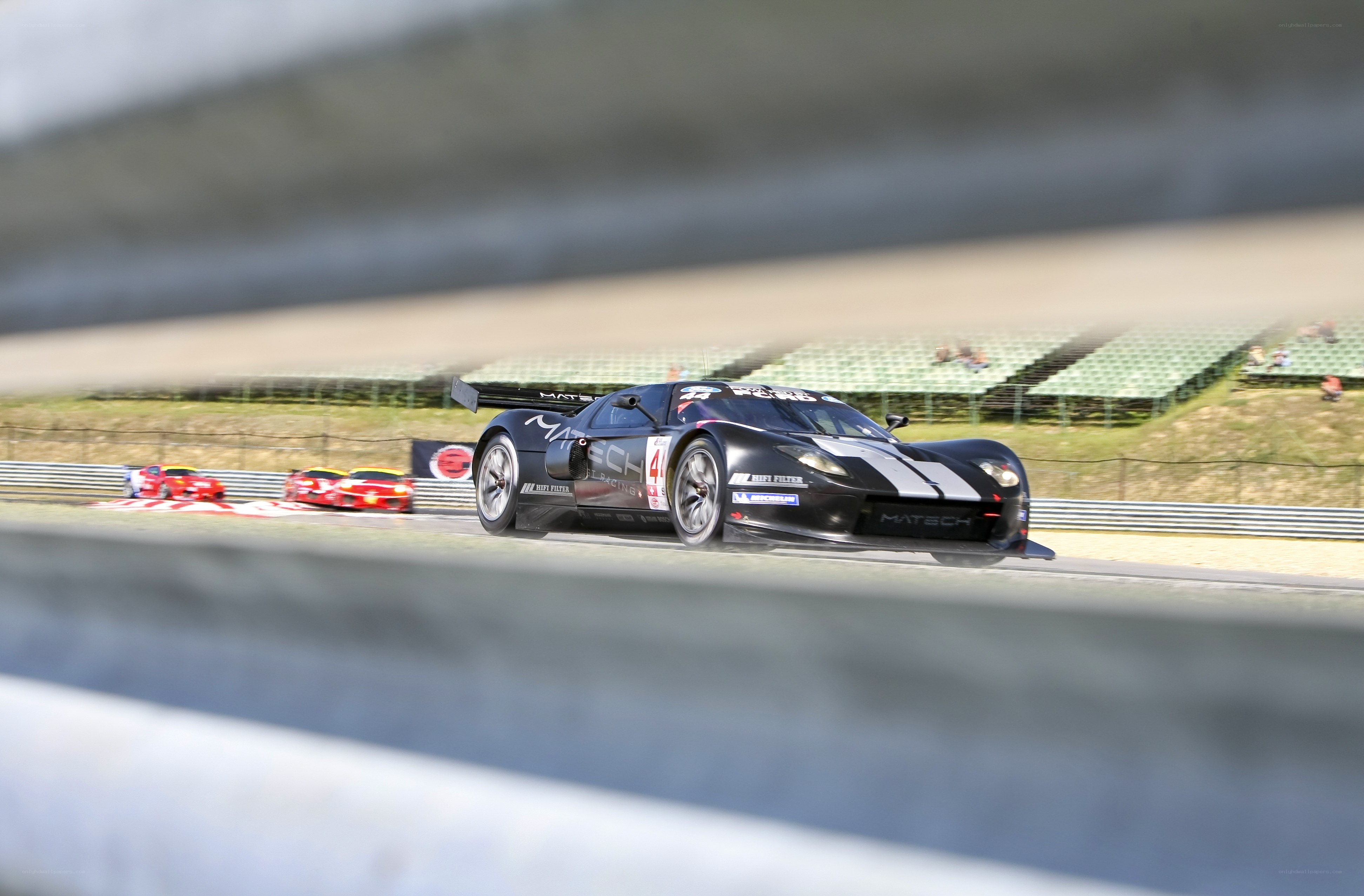 Black race car on track