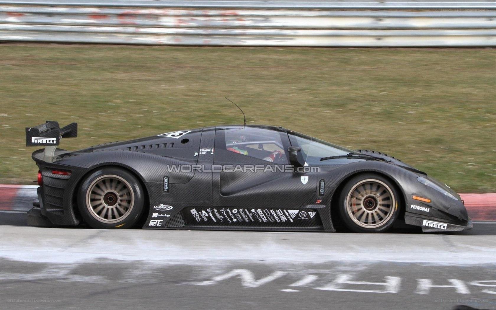 black race car on track