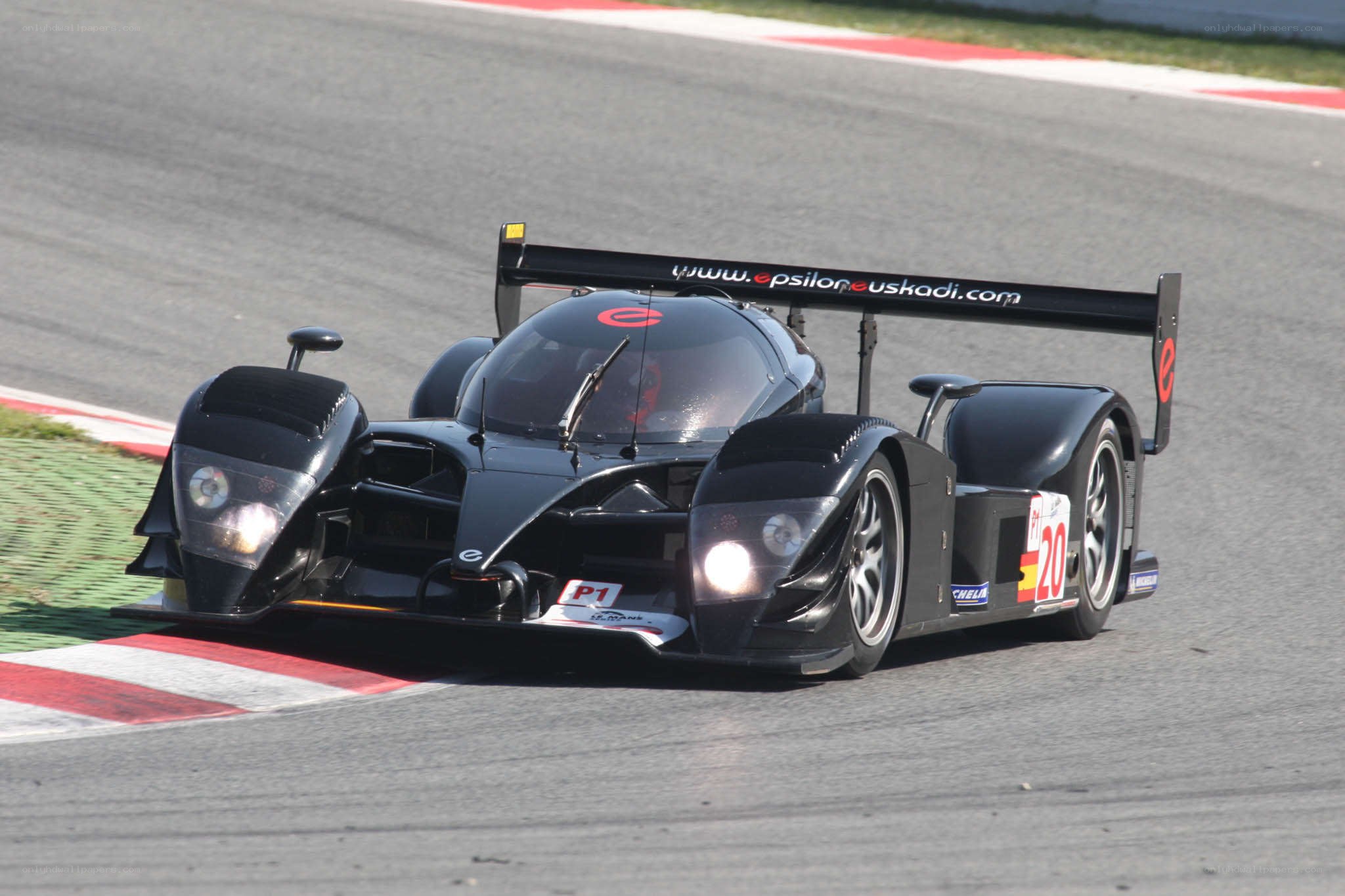 Black race car on track