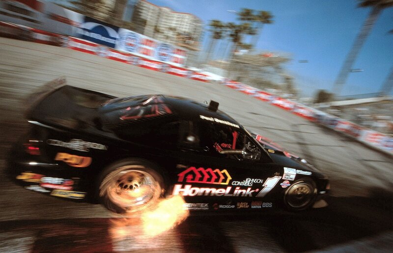 Black race car on track