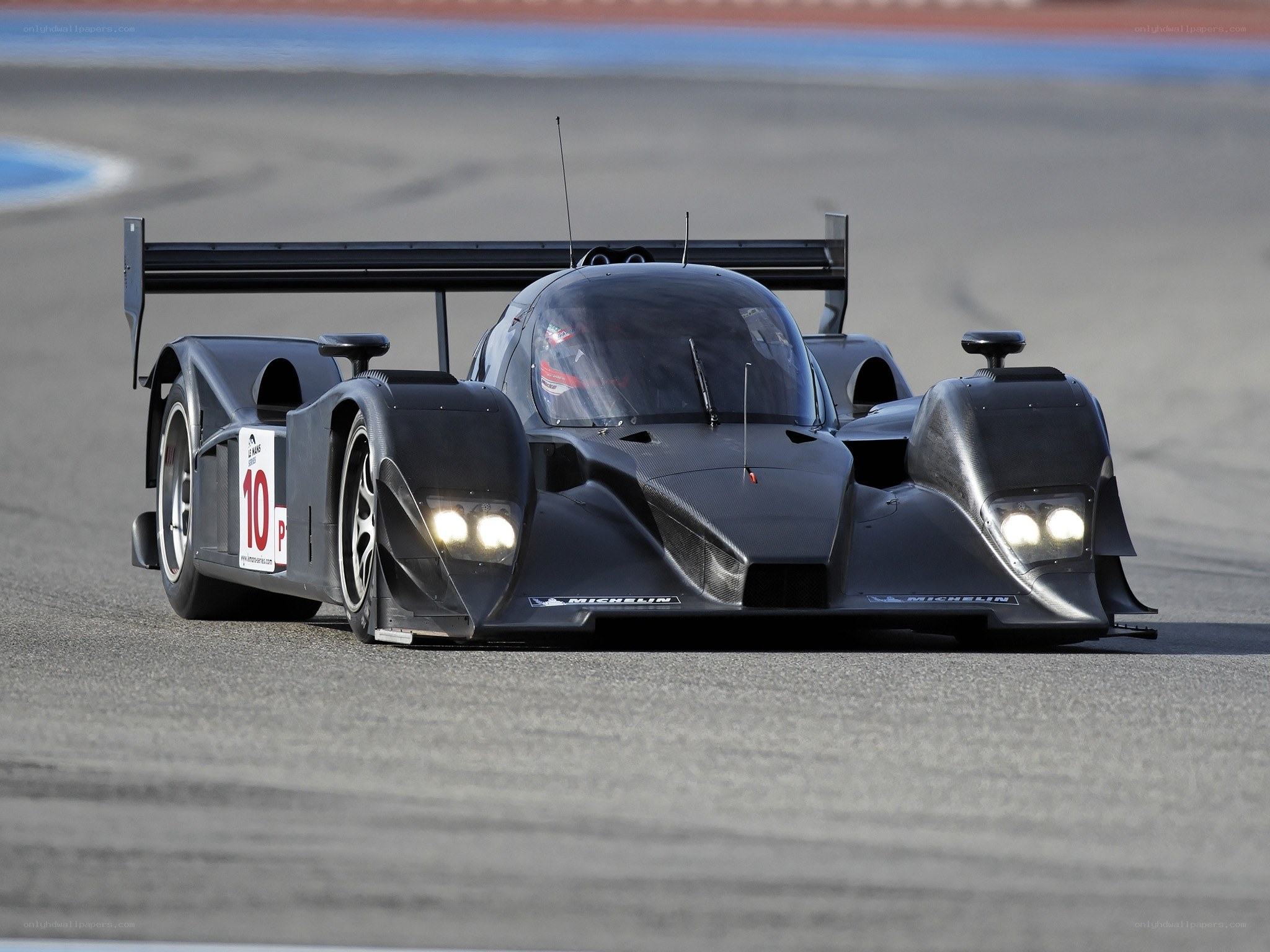 Black race car on track