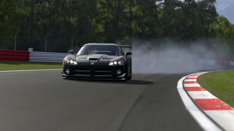 Black race car on track