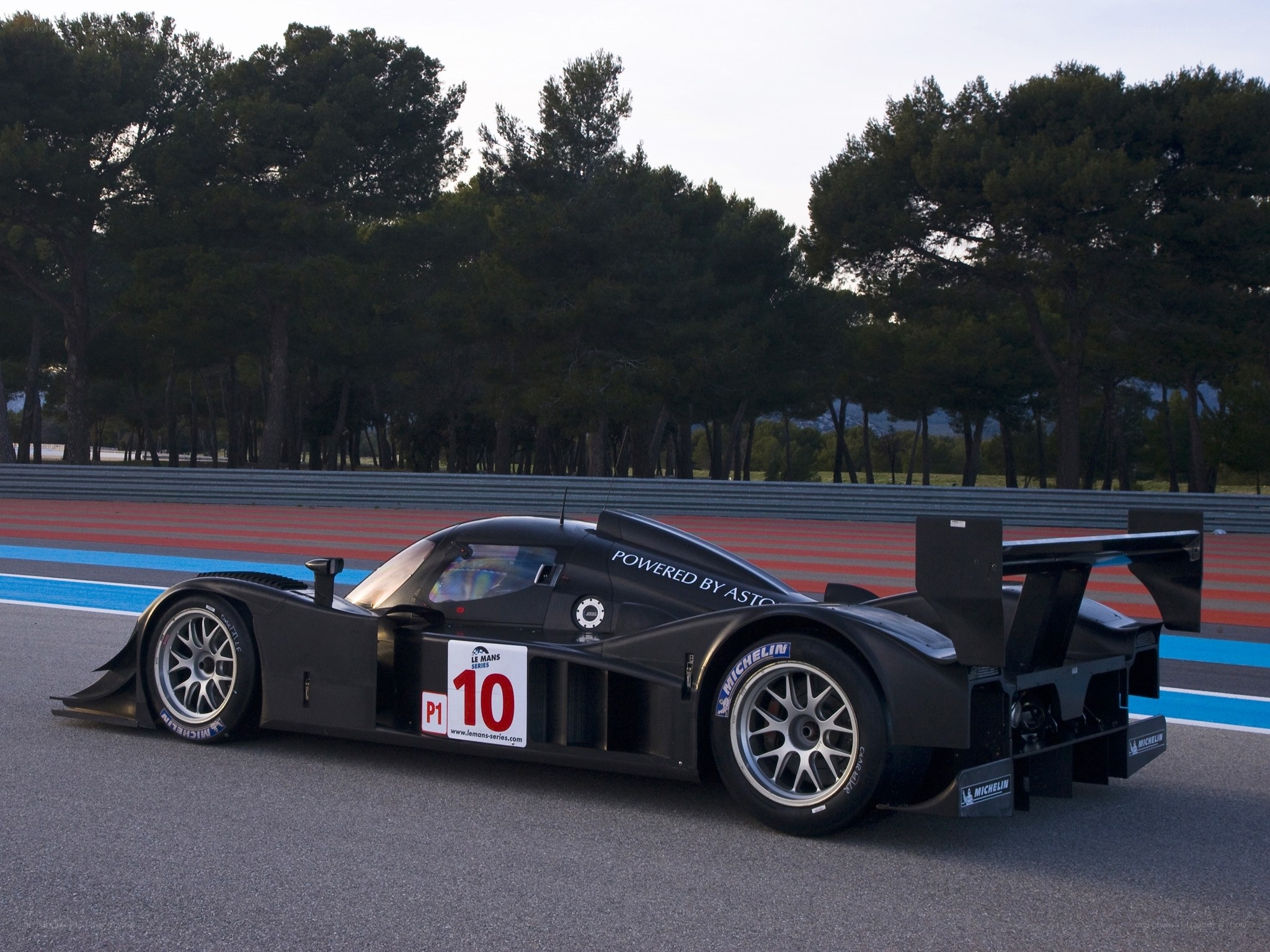 Black race car on track