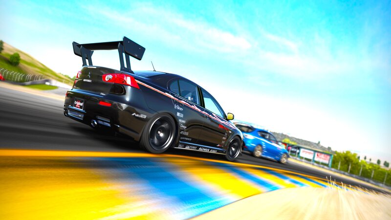 Black race car on track
