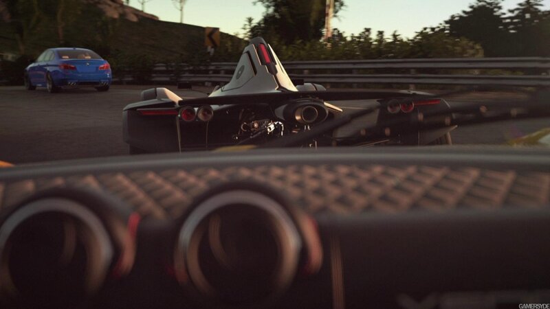 Black Race Car on Track — Dramatic, Sunset