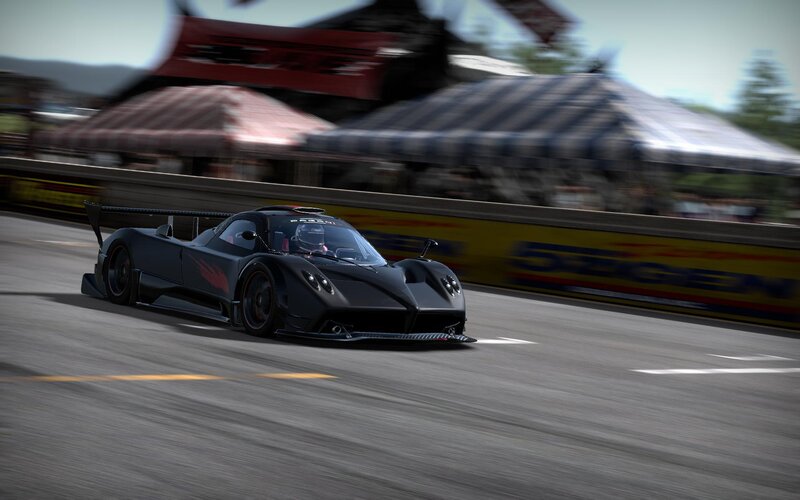 Black Race Car on Track — Dynamic, Afternoon, 3d Render