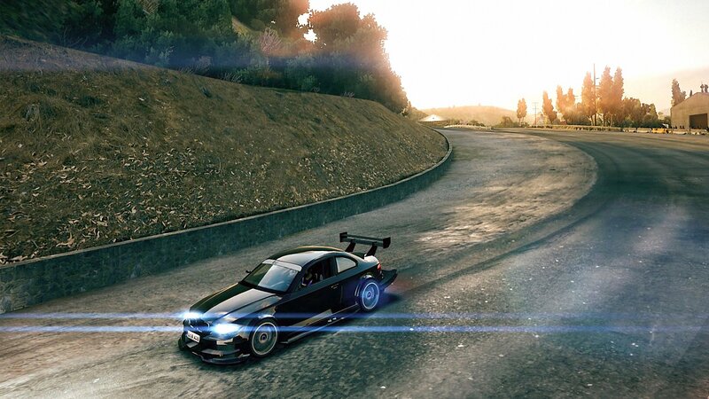 Black Race Car on Track — Dynamic, Sunset, 3d Render, Race Car