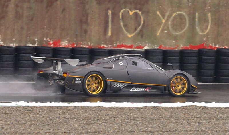 Black Race Car on Track — Gray