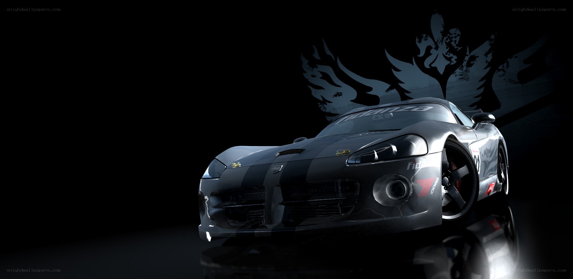 black race car with decals