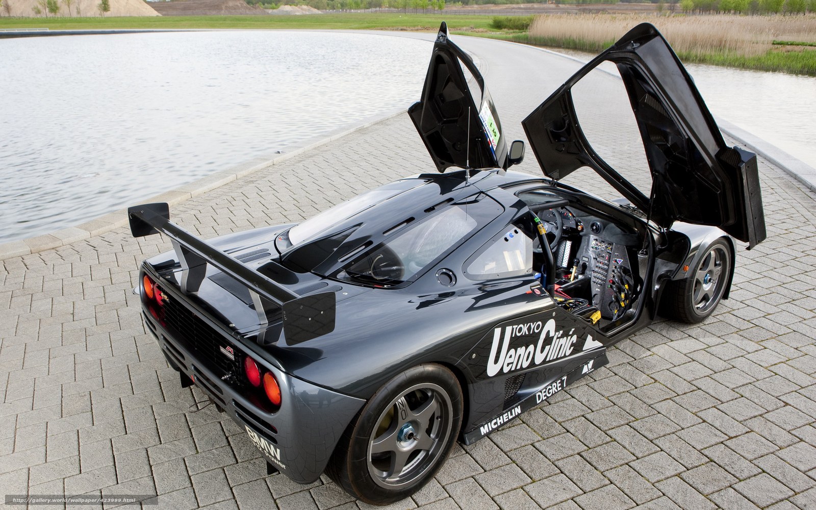 black race car with open doors