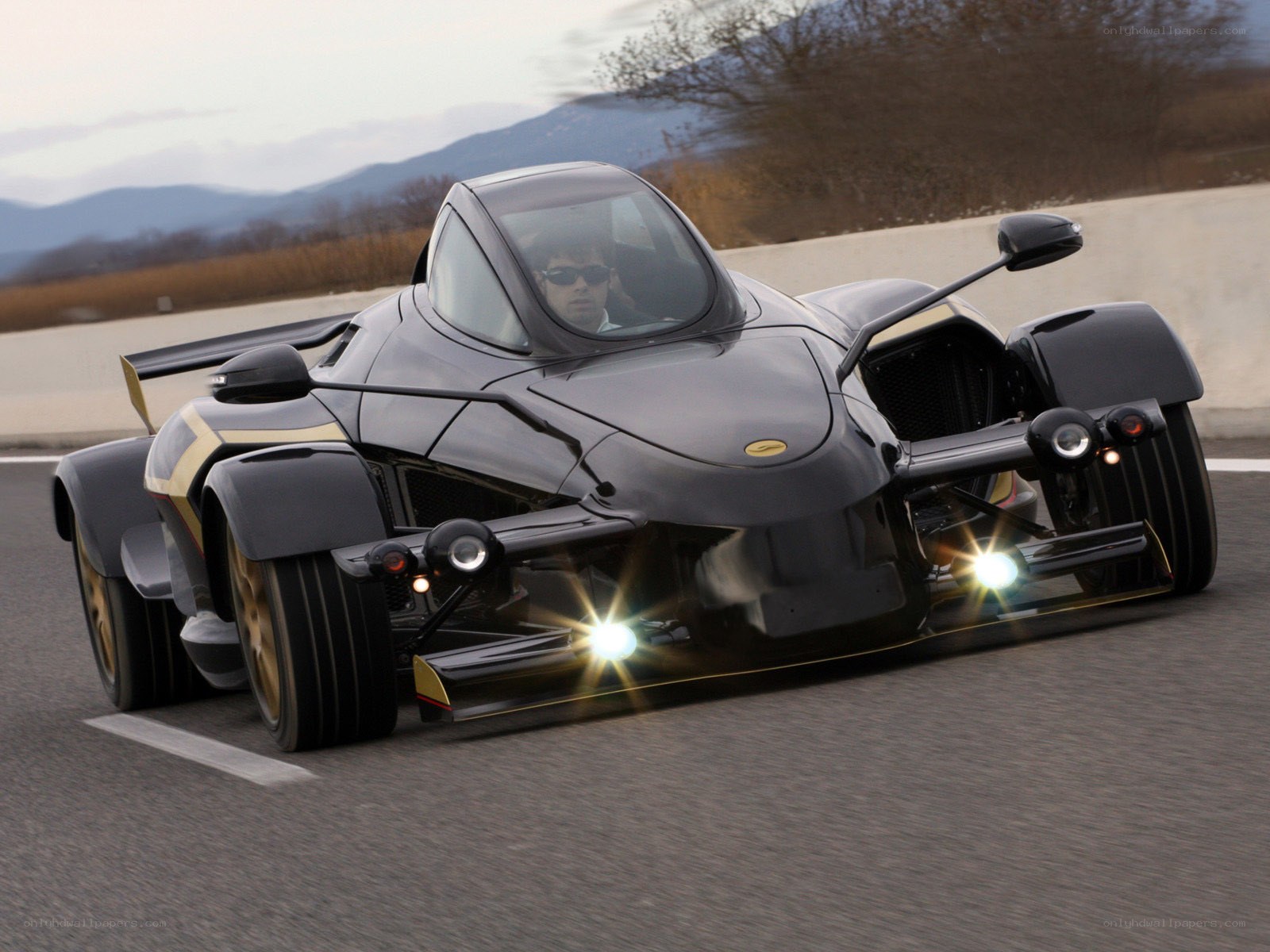 Black racing car on track