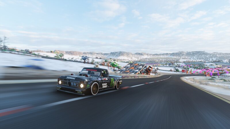 Black Racing Truck — Dynamic, Winter