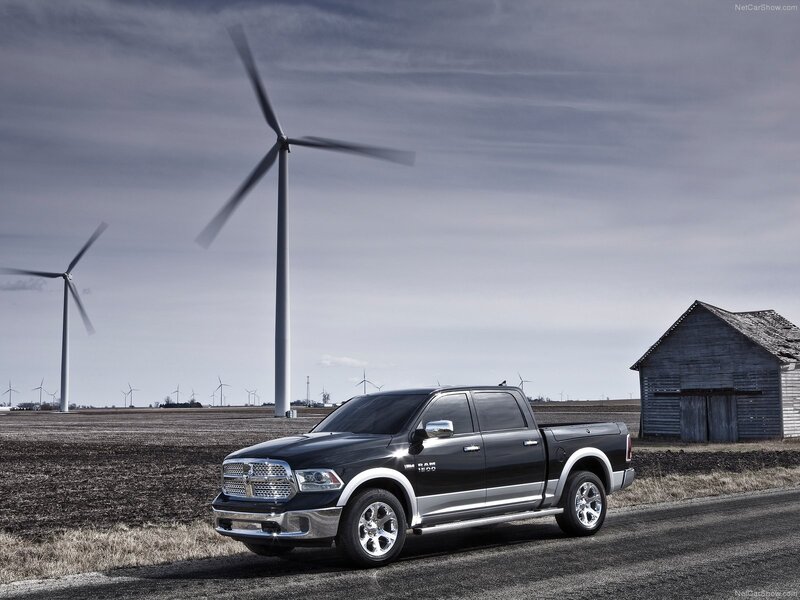 Black Ram 1500 in rural landscape