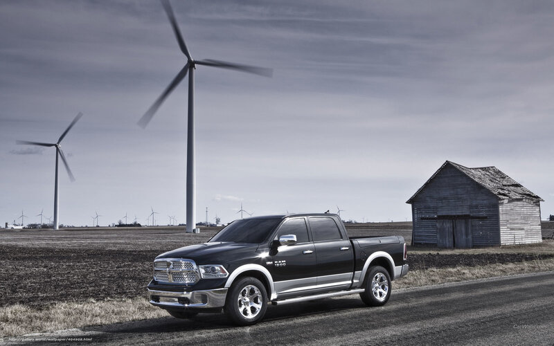 Black Ram 1500 in rural landscape