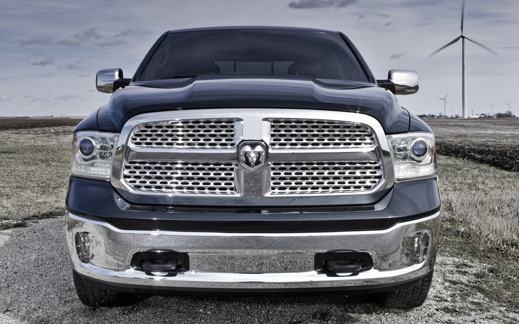 Black Ram 1500 truck front view