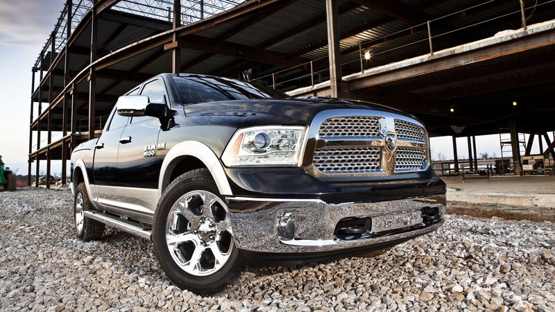 Black Ram 2500 truck at construction site