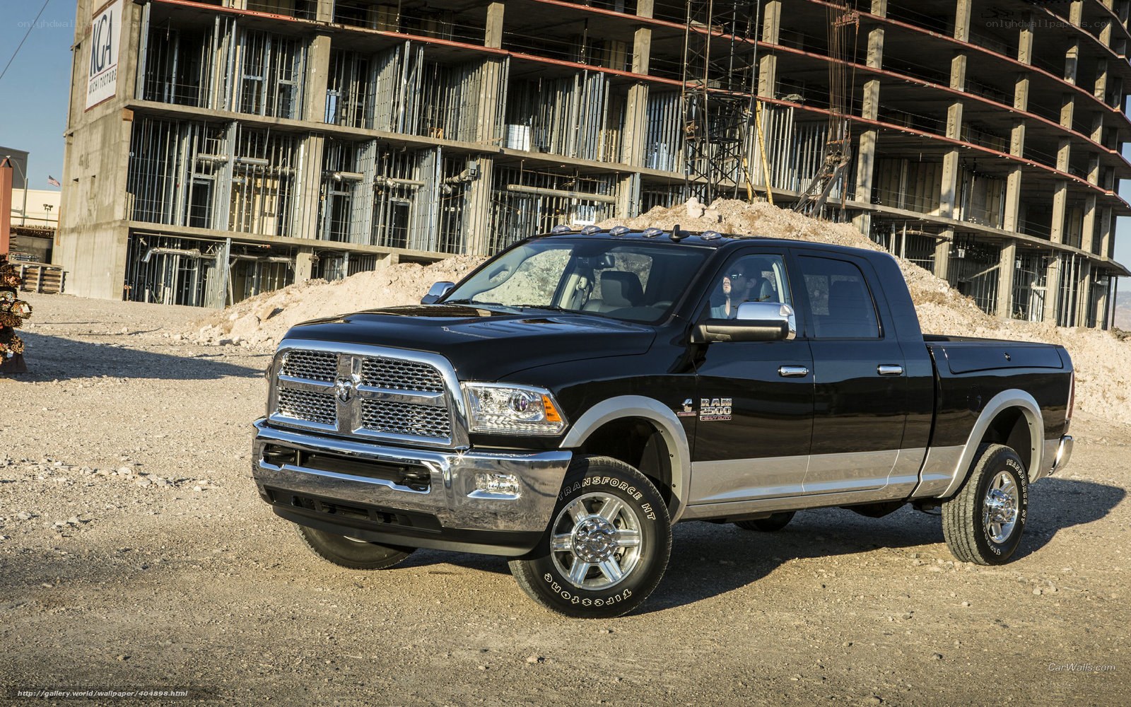Black Ram 2500 truck at construction site