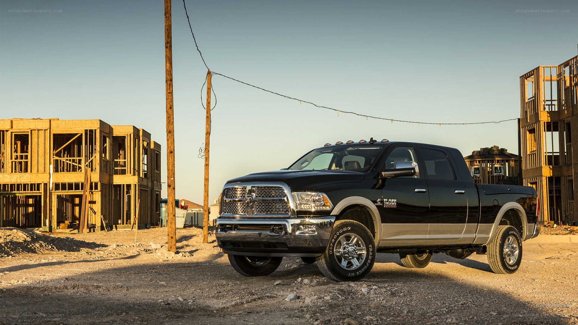 Black Ram pickup at construction site