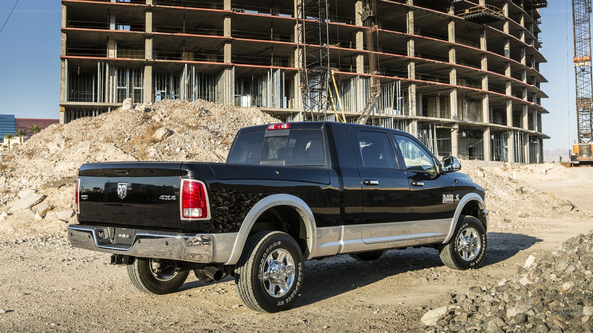Black Ram pickup at construction site