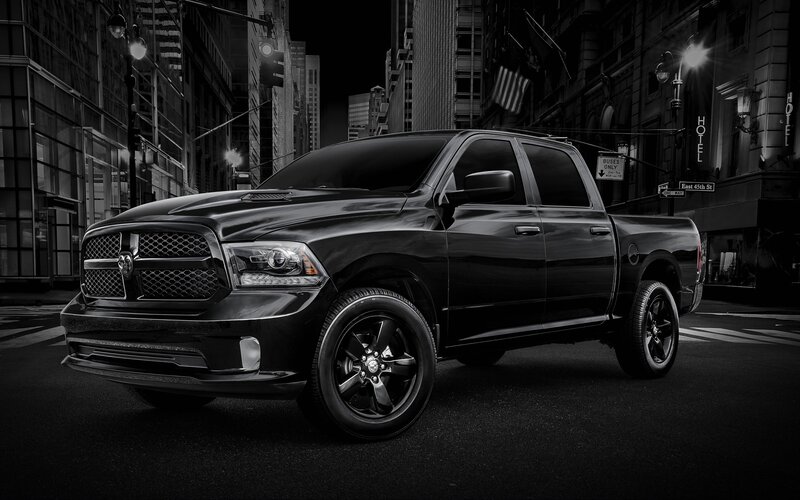 Black Ram pickup in city