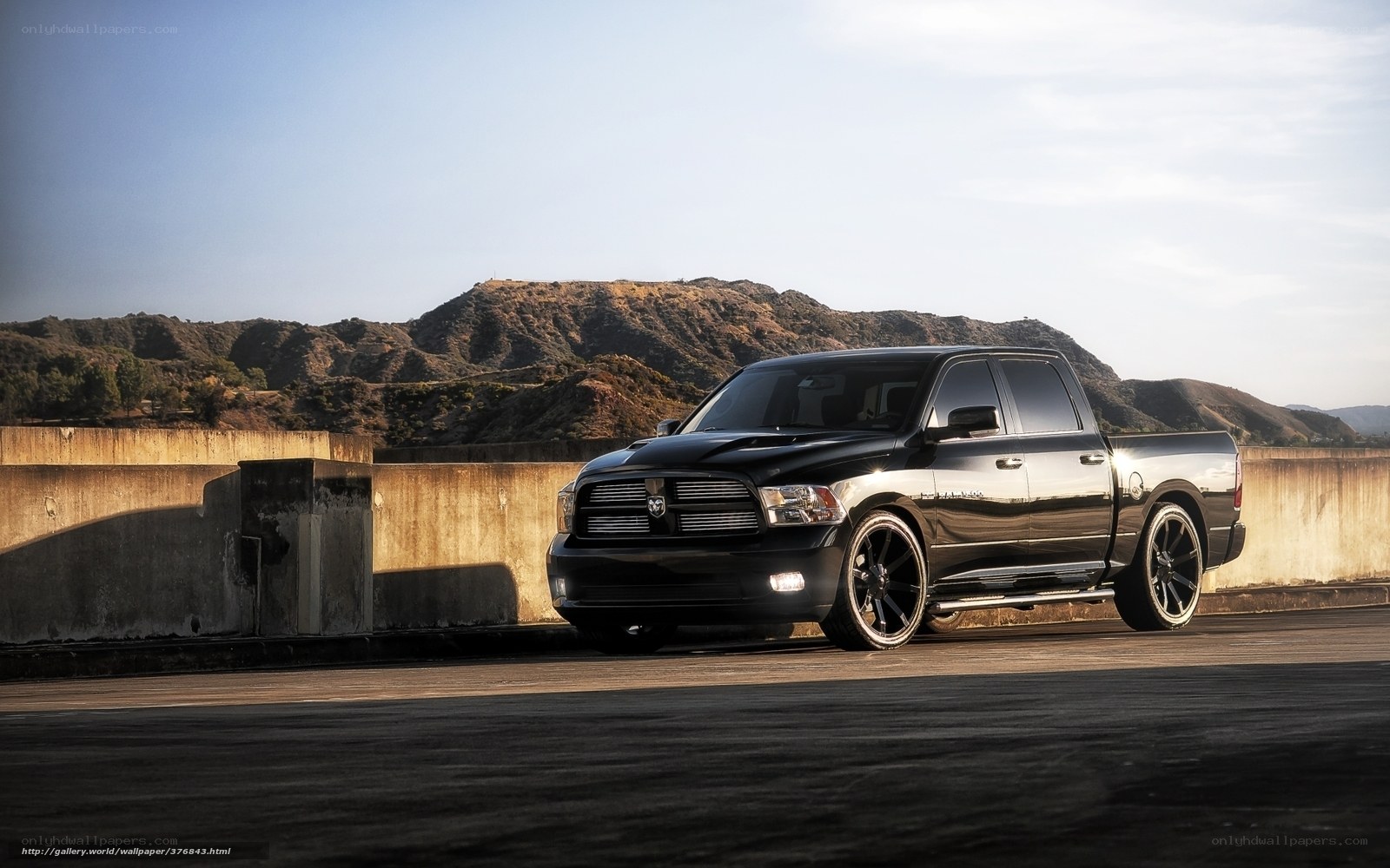 Black Ram pickup on a bridge