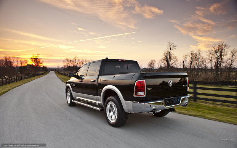Black Ram pickup on country road