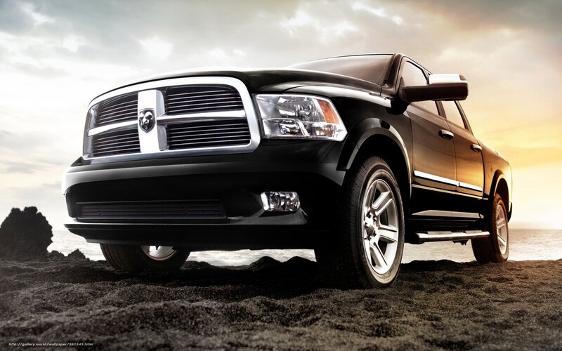 Black Ram Pickup Truck — Dramatic, Sunset, Photograph