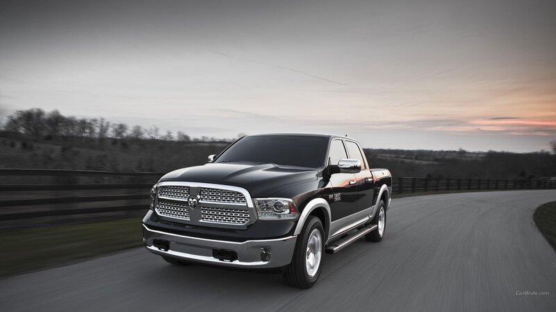 Black Ram Pickup Truck — Dramatic, Sunset