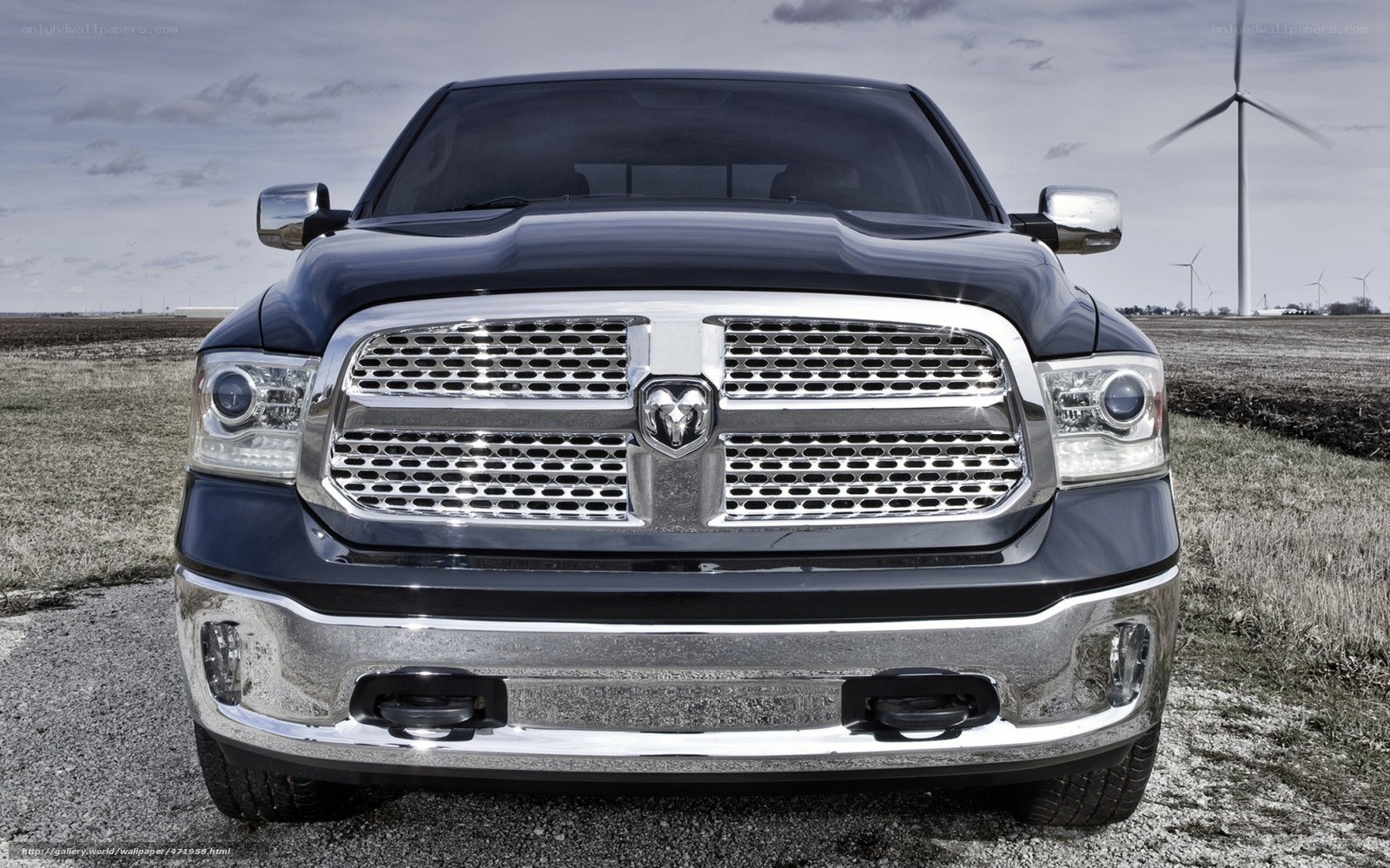 Black Ram pickup truck front view