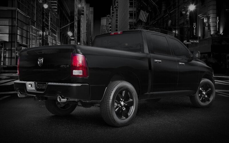 Black Ram pickup truck in city