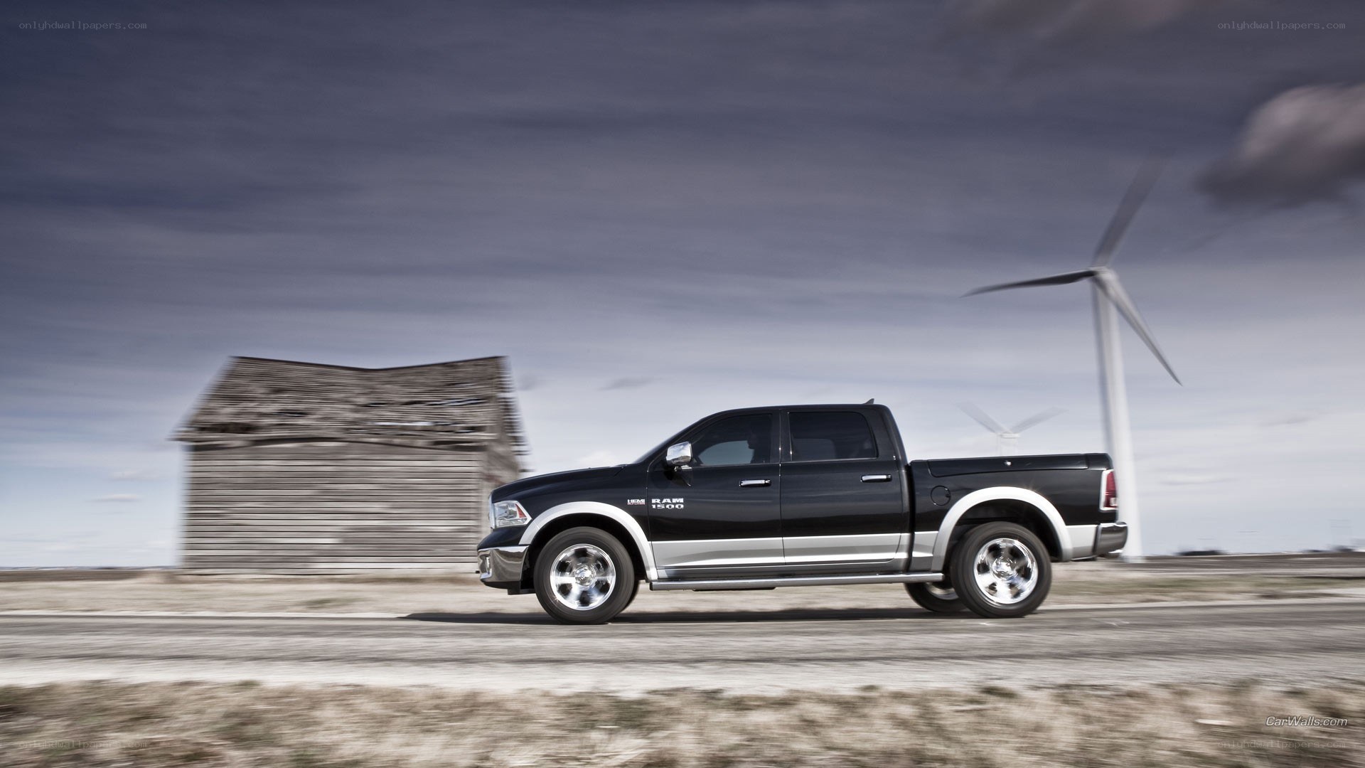 black ram pickup truck in motion