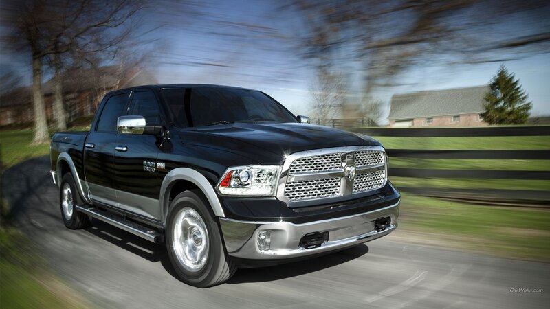 black ram pickup truck in motion