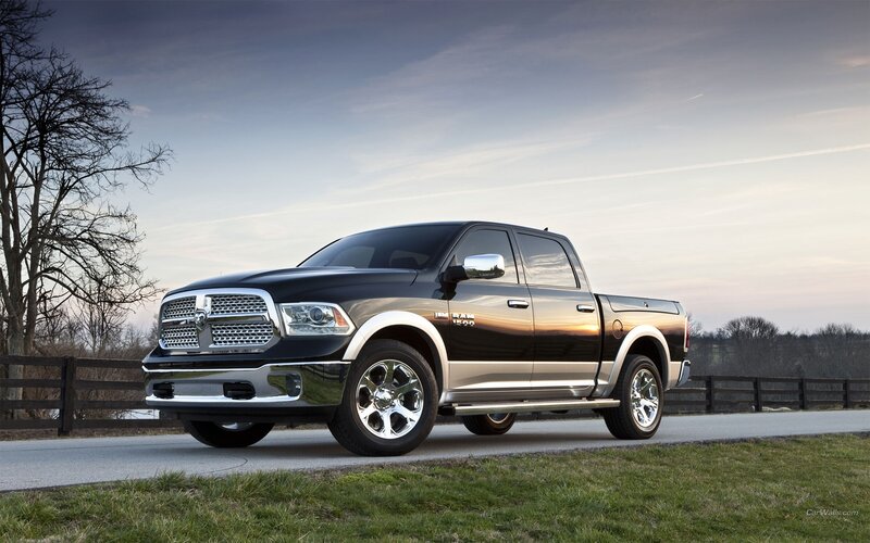 black ram pickup truck on road