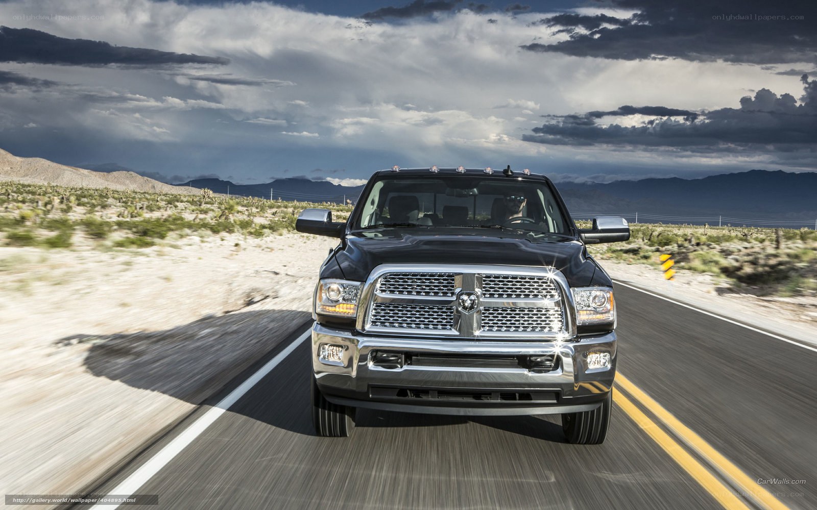 Black Ram truck on desert road