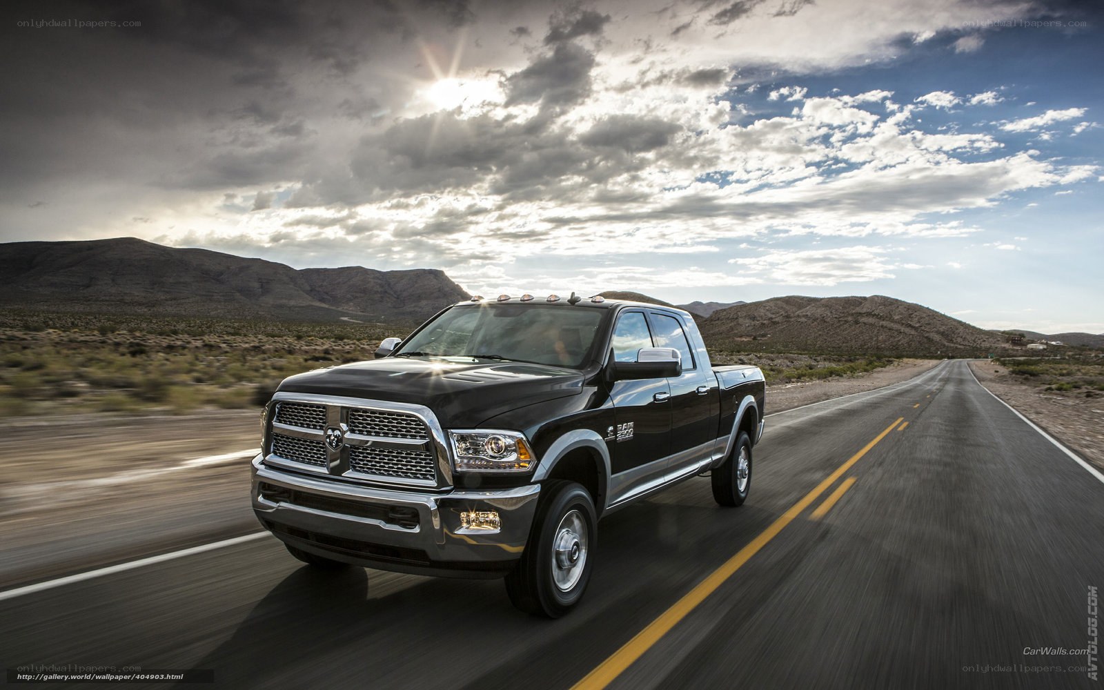 Black Ram truck on desert road
