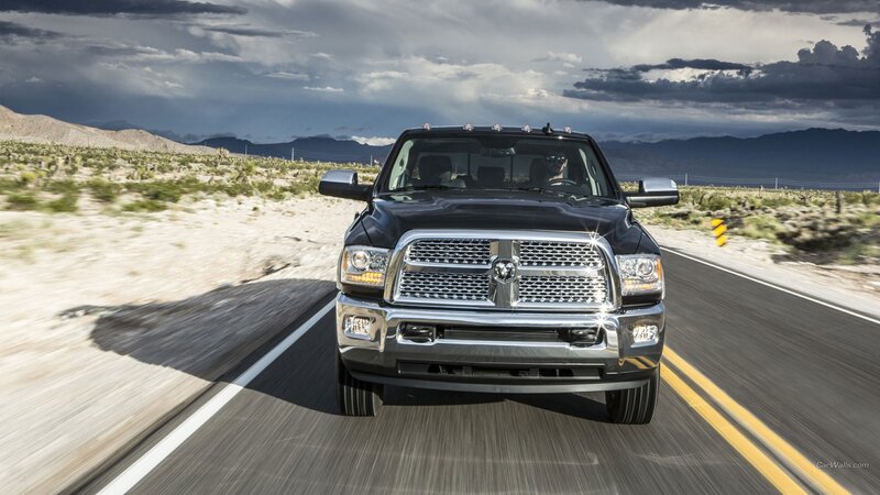 black ram truck on desert road