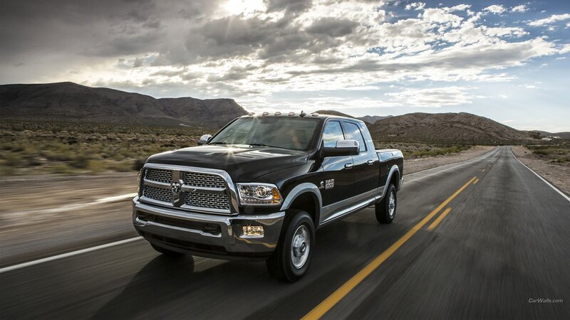 black ram truck on desert road