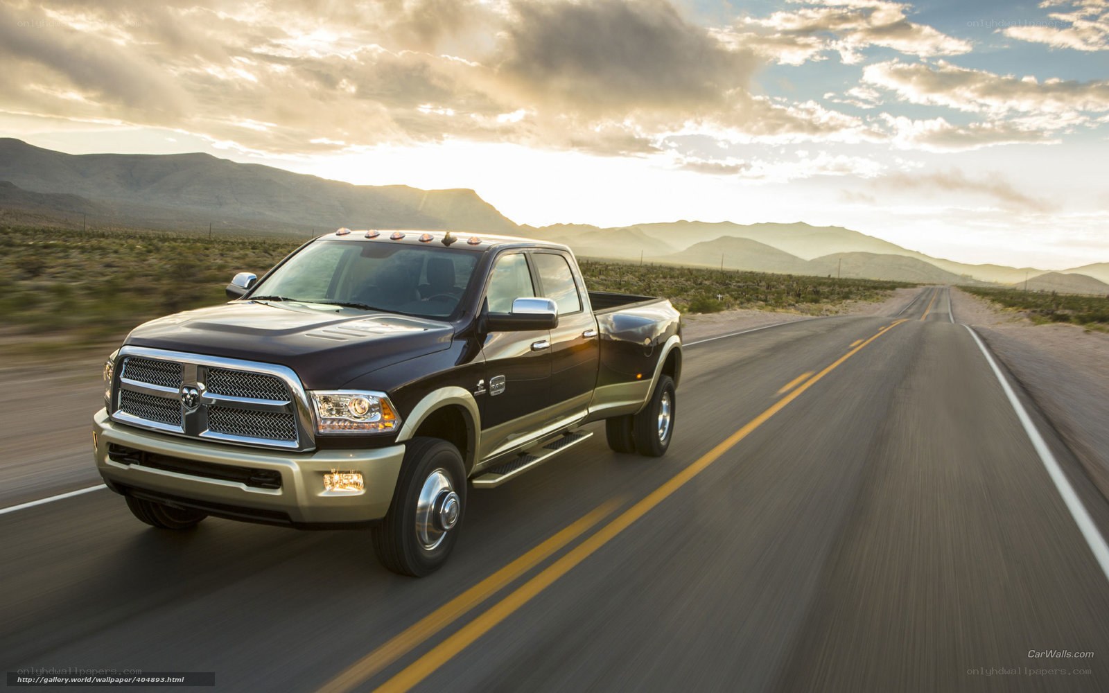 Black Ram truck on desert road
