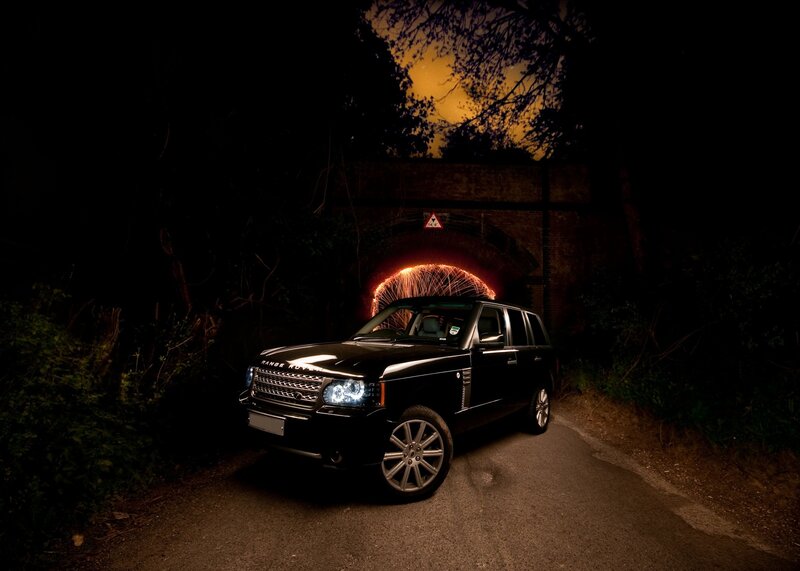 Black Range Rover at night
