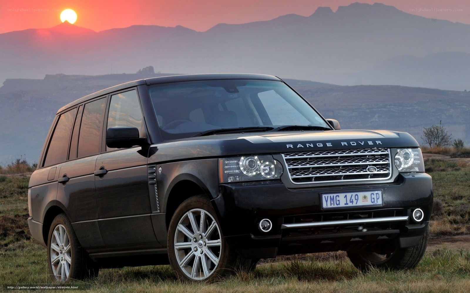 Black Range Rover at sunset