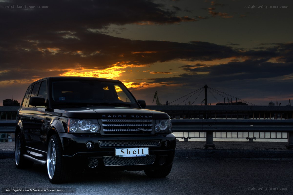 Black Range Rover at sunset